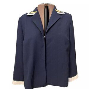 J G Hook. Size 18W. Navy Blue Open Front Lined Trim Embellished Jacket. GB